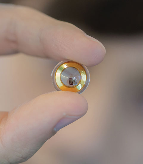 Fig. 3. Prototype of a continuous glucose-sensing contact lens. Photo: Medella Health