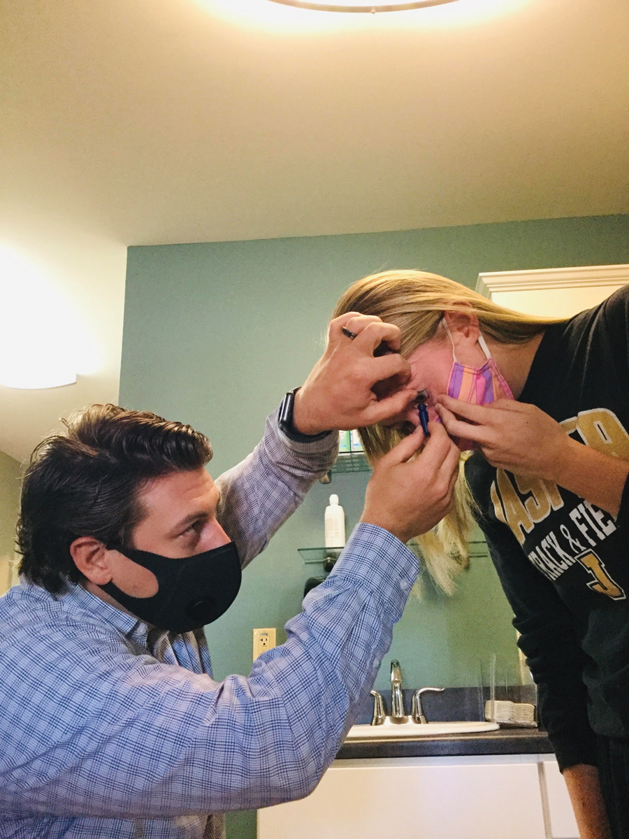 Dr. Fischer fits a patient with 7.50D of corneal astigmatism in a scleral lens. After the fitting, she experienced much clearer and more stable vision during her daily activities, including sports.