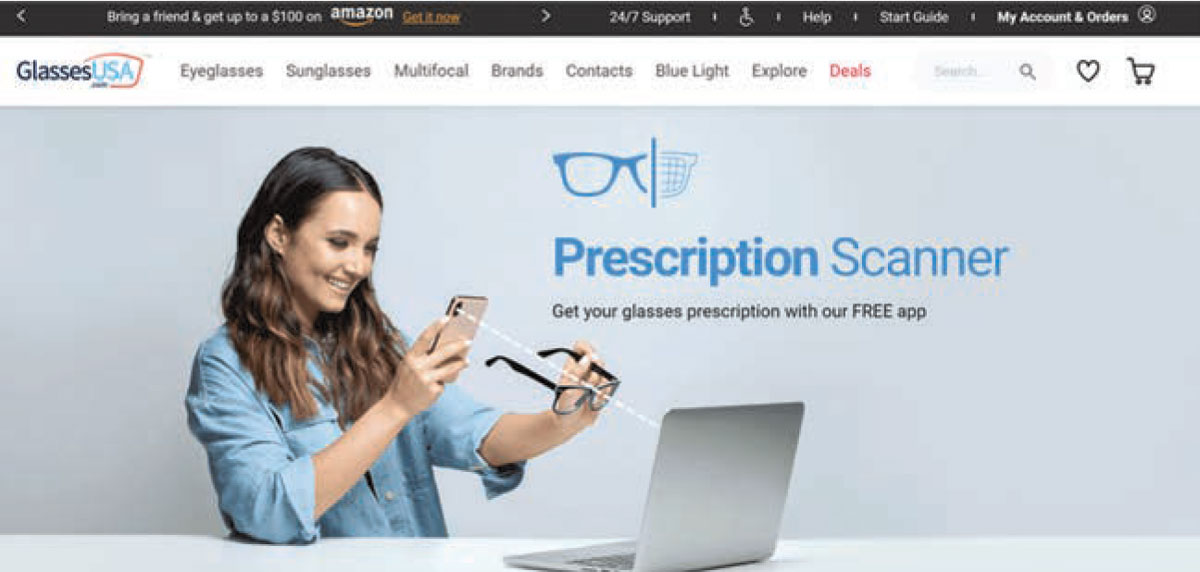 Fig. 2. GlassesUSA offers a scanner app to help customers renew their prescription.