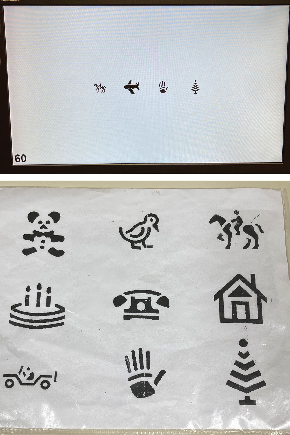 Picture acuity charts can be very useful when working with younger children.