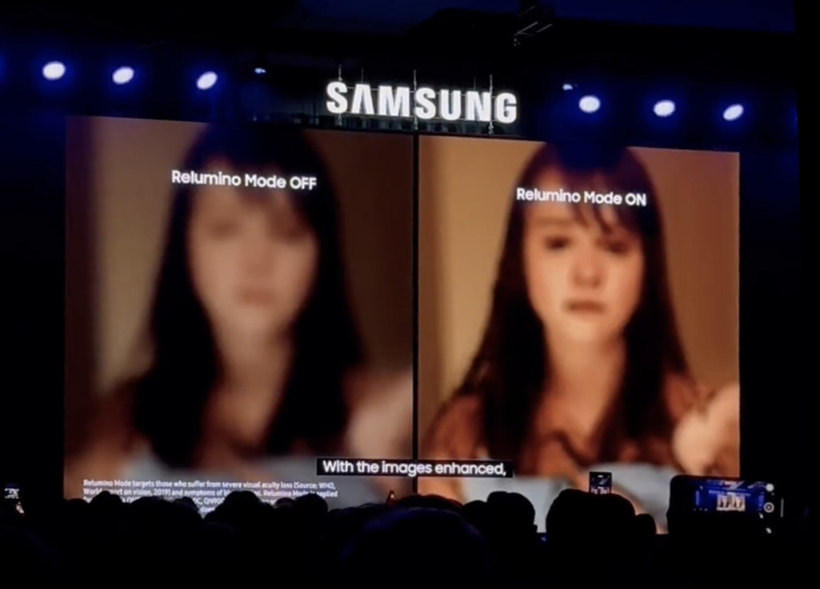 Samsung’s new TV accessibility feature enhances images to help those with vision impairment. The above image was demoed at CES last week, showing how an RP patient sees the world normally on the left and with the new low vision mode on the right.