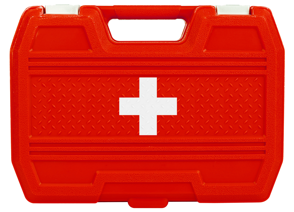 An office emergency preparedness kit may include items such as blood pressure cuffs, first-aid kit and an AED. Place these items in a well-marked location that is easy to access.